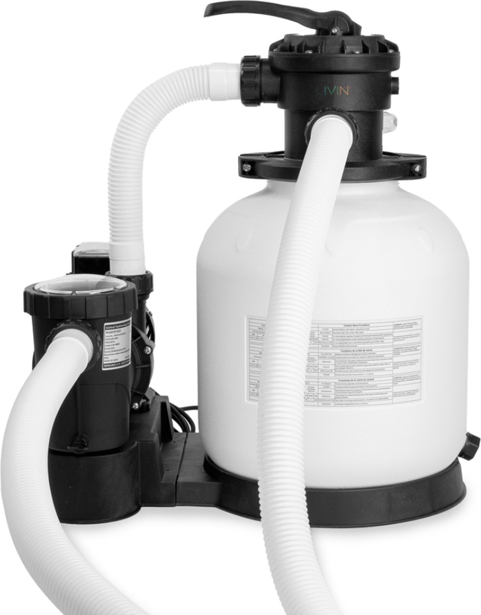 LIVIN Zandfilterpomp 14 Inch - Zwembadfilterpomp - Zandfilterpomp - Zandfilterpomp voor Zwembad - Filterpomp Zwembad - Geschikt voor Bestway en Intex - Tank 14 Inch - Met Controller - 12.000M3 per uur - Geschikt voor zwembaden van 60-80m3